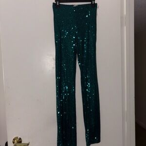 Emerald Green Sequin Stretch Pants
